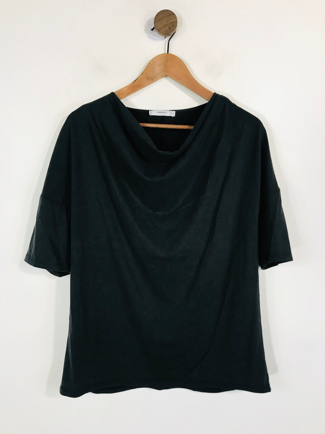 Mango Women's Cowl Neck T-Shirt | M UK10-12 | Black