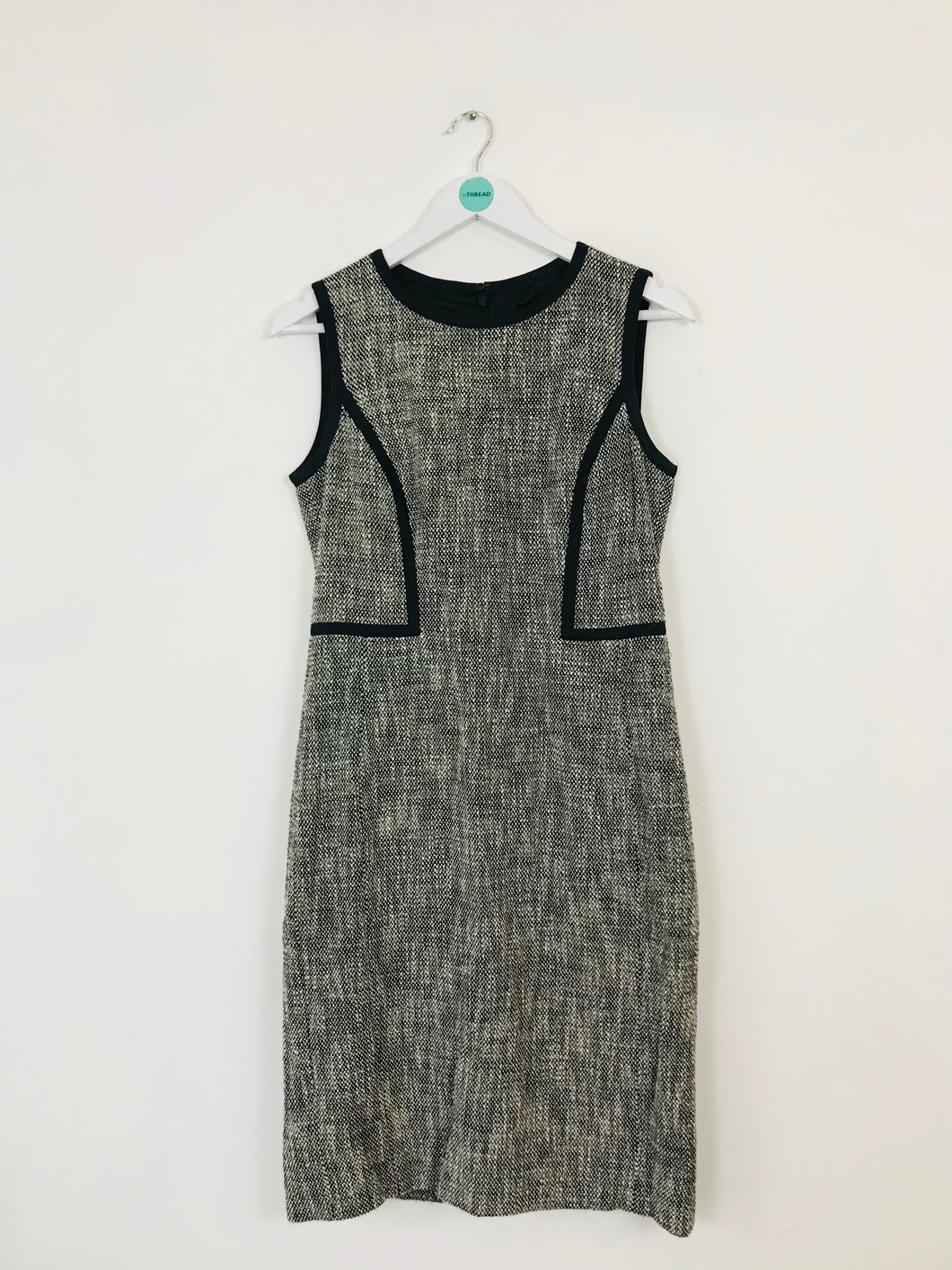 Hobbs Women’s Tweed Midi Shift Dress | UK12 | Black Grey