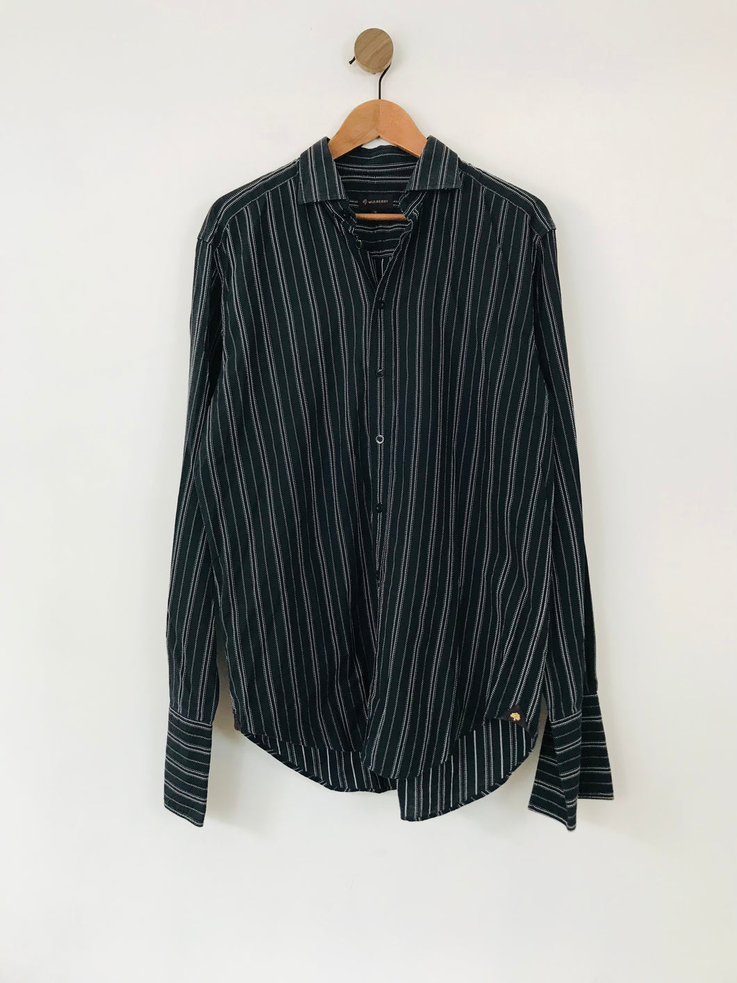 Mulberry Men's Striped Button-Up Shirt | 16 41 | Black