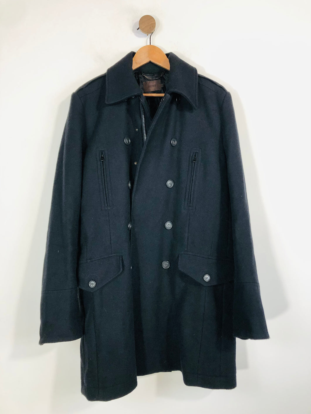 Reiss Men's Wool Overcoat Coat | XL | Black