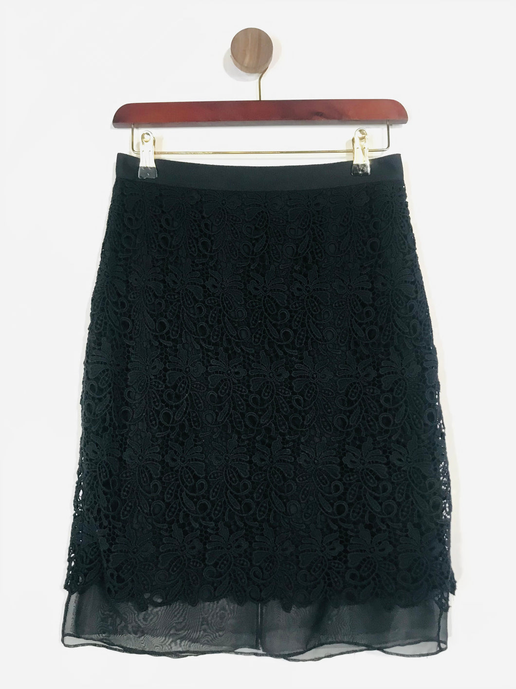 Club Monaco Women's Floral Crocheted Pencil Skirt  | 2 UK8 | Black